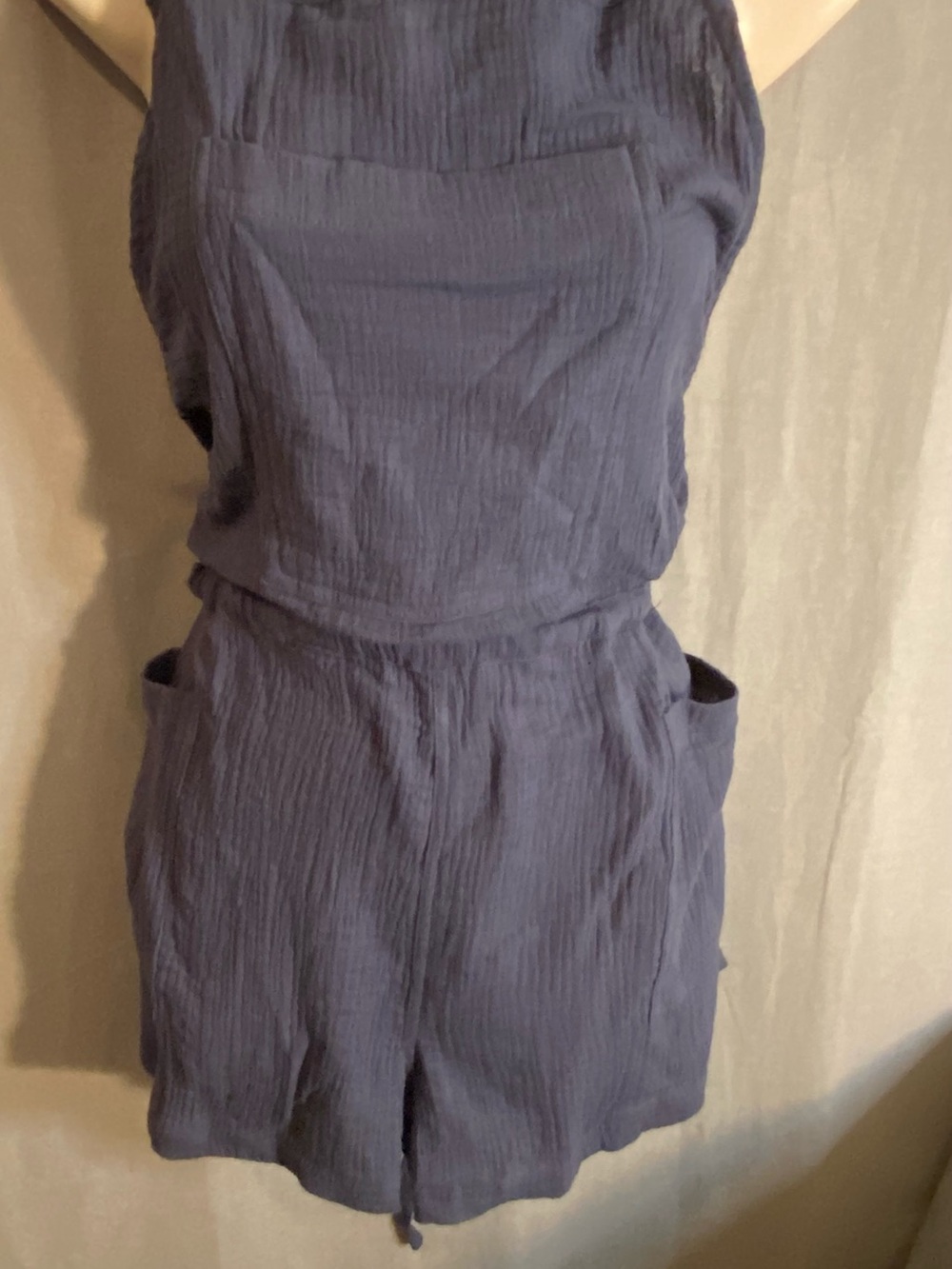 Sleeveless Navy Romper with Side Pockets